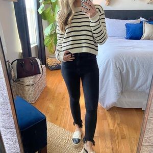 Black and cream cropped sweater